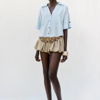 ZARA SHORT LINEN BLEND SHIRT