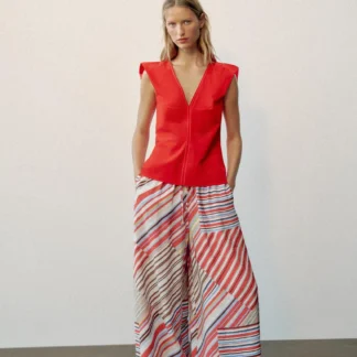 ZARA STRIPED WIDE-LEG TROUSERS