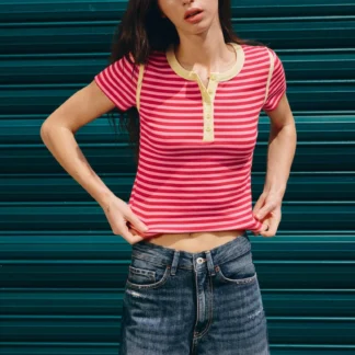 ZARA STRIPED RIB T-SHIRT
