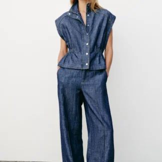 ZARA ELASTIC WAIST WAISTCOAT WITH LINEN