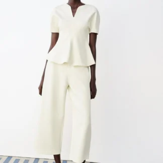 ZARA PUFF SLEEVE PEPLUM TOP