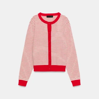 ZARA STRIPED HEART BUTTON CARDIGAN