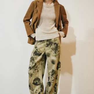 ZARA ZW COLLECTION MID-WAIST BARREL FLORAL JEANS