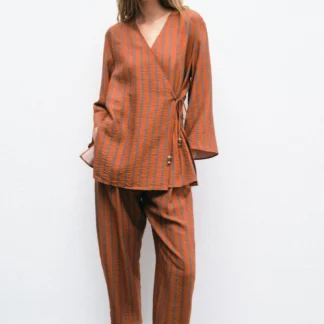 ZARA STRIPED WRAP JACKET