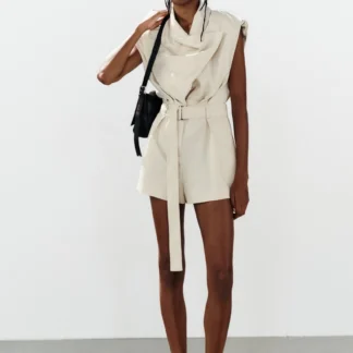 ZARA PLAYSUT WITH SHOULDER PADS AND BELT