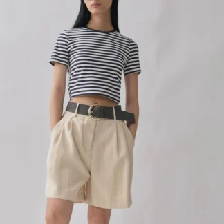 ZARA BELTED DARTED BERMUDA SHORTS