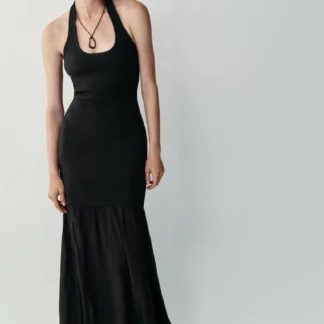 ZARA COMBINED KNIT HALTER DRESS