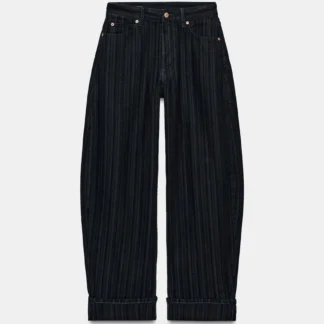 ZARA ZW COLLECTION MID-WAIST STRIPED JACQUARD BALLOON JEANS