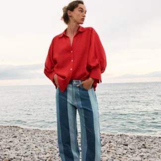 ZARA LINEN BLEND PUFF SLEEVE SHIRT
