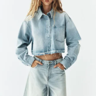 ZARA TRF CROPPED DENIM OVERSHIRT