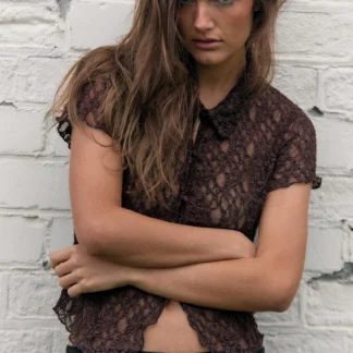 ZARA LACE BUTTON-UP TOP