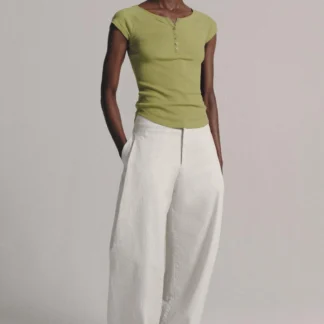 ZARA LINEN BLEND BUTTON-UP T-SHIRT