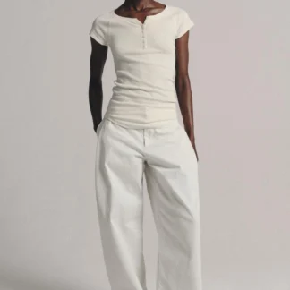 ZARA LINEN BLEND BUTTON T-SHIRT