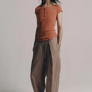 ZARA LINEN BLEND BUTTON T-SHIRT
