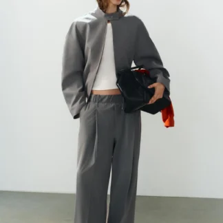 ZARA ELASTICATED PLEATED TROUSERS