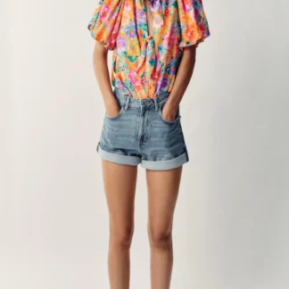 ZARA FLORAL PRINT BOW SHIRT