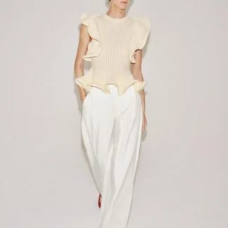 ZARA KNIT TOP WITH WAVY TRIMS