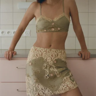 ZARA FLORAL EMBROIDERED BEADED MINI SKIRT