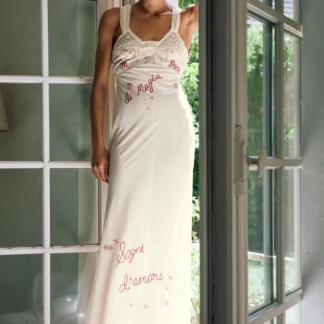 ZARA EMBROIDERED FLORAL AND TEXT DRESS WITH BEADS
