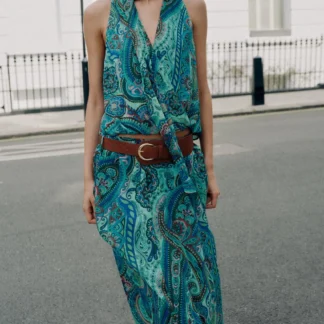 ZARA PRINTED BELTED SKIRT