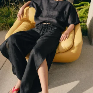 ZARA 100% LINEN TROUSERS WITH VENTS ZW COLLECTION