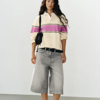 ZARA COMBINED STRIPED POLO SHIRT