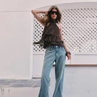 ZARA RUFFLED HALTER NECK TOP WITH DOTS