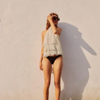 ZARA RUFFLED HALTER NECK TOP WITH DOTS