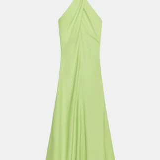 ZARA LINEN BLEND HALTER MIDI DRESS