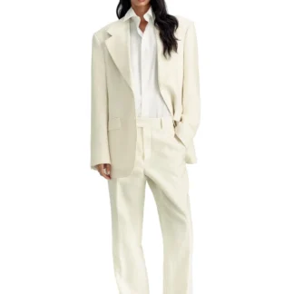 ZARA RELAXED FIT HERRINGBONE LINEN - WOOL SUIT TROUSERS