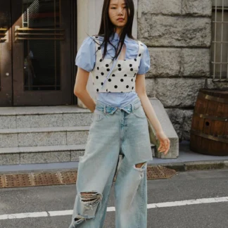ZARA TRF MID-WAIST FOLDED WAISTBAND JEANS