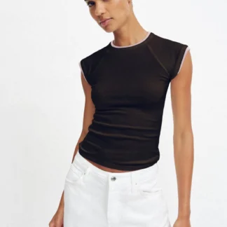 ZARA DOUBLE SHORT SLEEVE EFFECT T-SHIRT