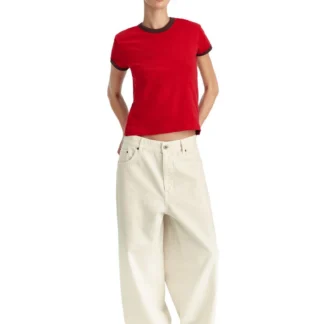ZARA SLIM FIT T-SHIRT WITH CONTRAST RIBBED TRIMS