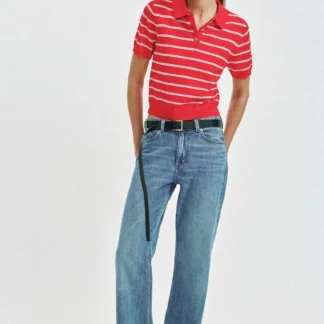 ZARA STRIPED SHORT SLEEVE KNIT POLO SHIRT