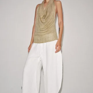 ZARA METALLIC THREAD HALTER KNIT TOP