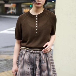ZARA SHORT SLEEVE KNIT JUMPER WITH BUTTONS
