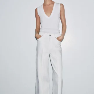 ZARA COTTON V-NECK T-SHIRT