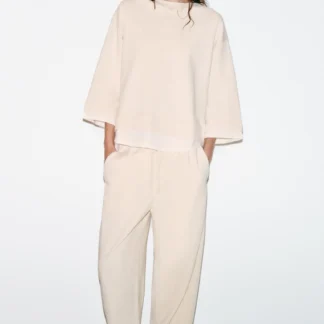 ZARA LONG SLEEVE CONTRAST SWEATSHIRT