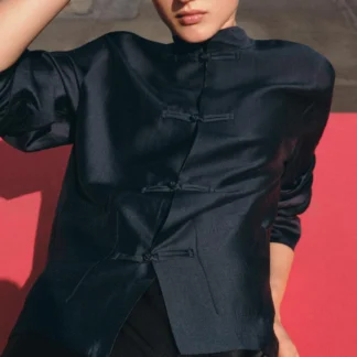 ZARA ZW COLLECTION SATIN SHIRT WITH FROG FASTENING