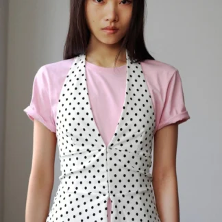 ZARA STRETCH HALTER NECK TOP WITH DOTS