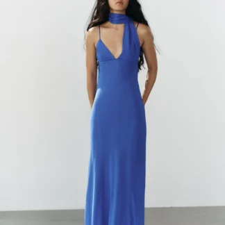 ZARA LONG GEORGETTE DRESS WITH SCARF STRAPS