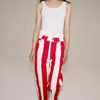 ZARA ZW COLLECTION TAPERED MID-WAIST STRIPED JEANS