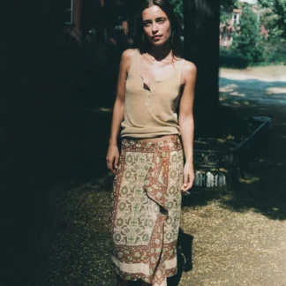 ZARA PRINTED RAMIE PAREO SKIRT