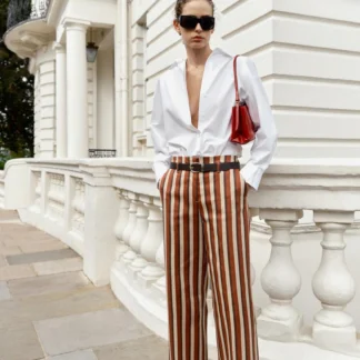 ZARA STRIPED TROUSERS WITH BELT
