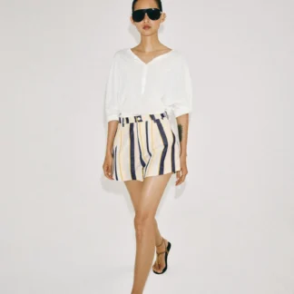 ZARA ZW COLLECTION STRIPED PLEAT SHORTS