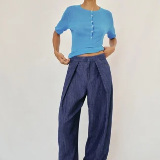 ZARA LINEN BLEND PLEATED TROUSERS