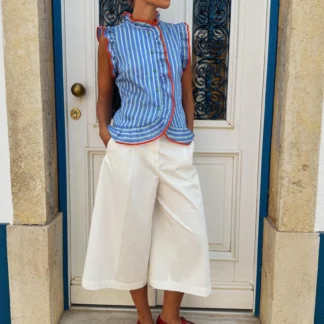 ZARA STRIPED RUFFLED SHIRT