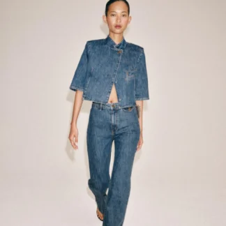 ZARA ZW COLLECTION CROPPED DENIM BLAZER