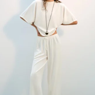 ZARA RUSTIC WIDE-LEG TROUSERS