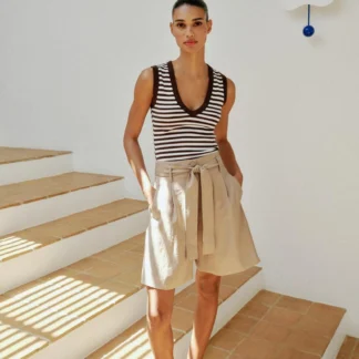 ZARA COTTON STRIPED V-NECK T-SHIRT